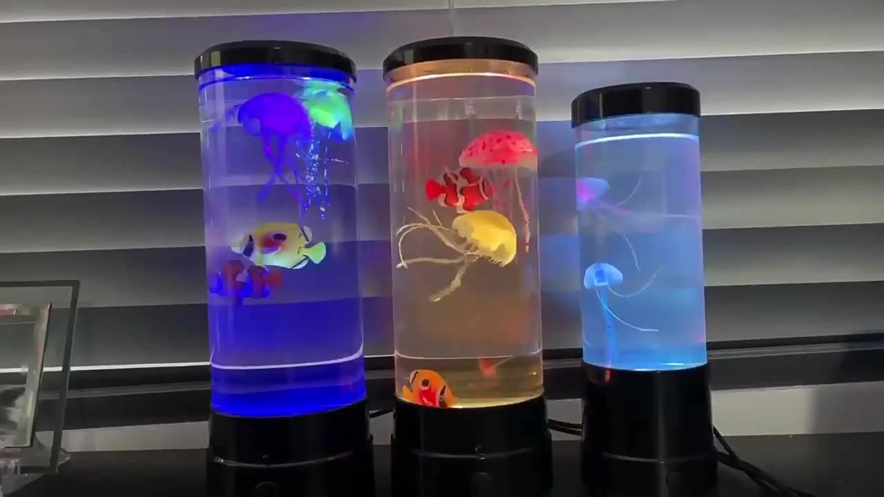 LED Jellyfish Fish Night Light Remote Control Atmosphere Table Lamp Colorful Jellyfish Night Lamp