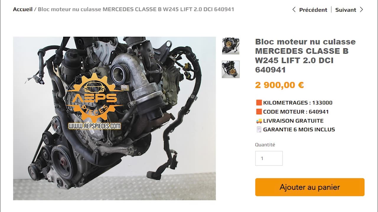 Bloc moteur nu culasse MERCEDES CLASSE B W245 LIFT 2.0 DCI 640941