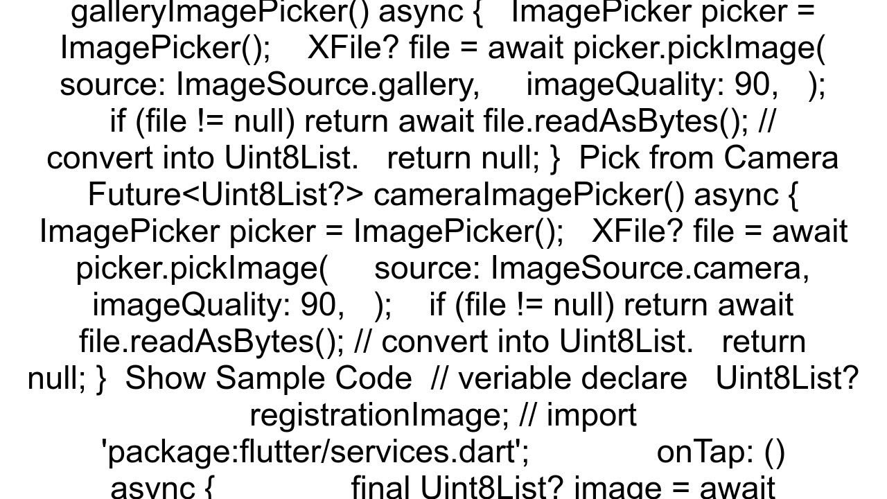 Imagefile is not supported on Flutter Web How to get image from gallerycamera for the Flutter Web