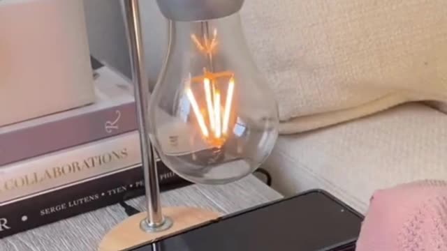 levitating bulb lamp with wireless charger