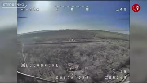 The kamikaze drone stopped the Russian combat vehicle that was rushing to attack