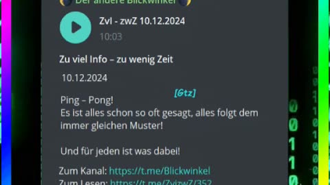 Zu viel Info – zu wenig Zeit 10.12.2024 Ping – Pong! Es ist alles schon so oft gesagt, ...