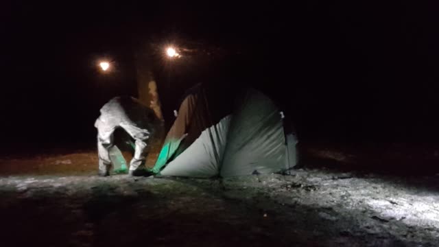 Pegging out the porch on the Snugpak scorpion 311th Dec 2022