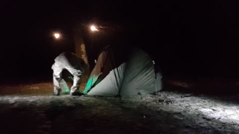 Pegging out the porch on the Snugpak scorpion 311th Dec 2022