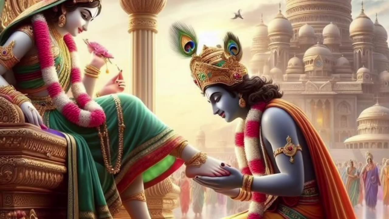 But krishna ji falls for her feet 🐾❣️-WhatsApp status-Radha Krishna-#viral#shortsfeed#krishnastatus