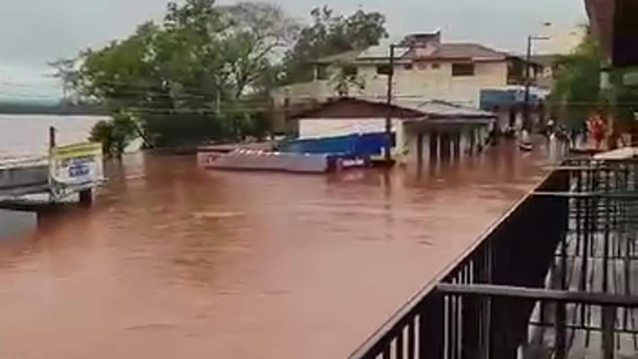 Massive flooding due to overflowing of Uruguay River in the Misiones, Argentina