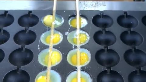 Making of quail's egg stick