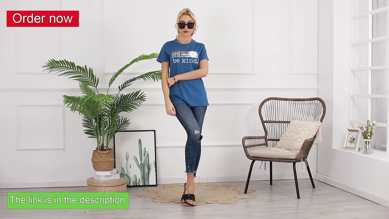 Fisoew Women's T-Shirt A World Where You Can Be Anything Be Kind Cute