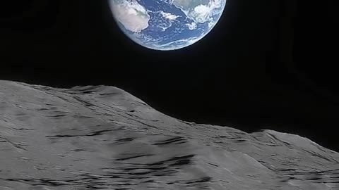 Earth above the crater of the moon