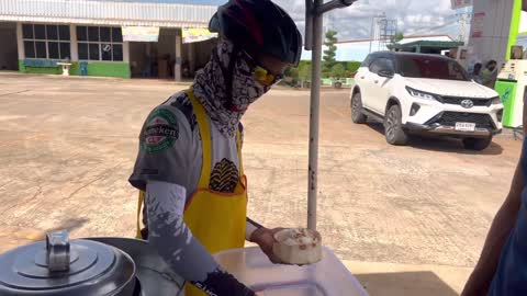 Coconut ice cream with real coconut meat.