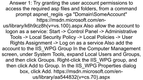 Changing IIS application pool idenity from built in account to custom account causes 503 error