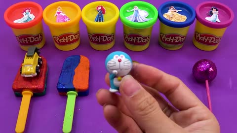 How to make playdoh rainbow Ice cream cutting ASMR