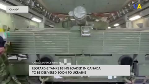 Canadian Leopard-2 tanks being loaded onto Ukrainian An-124 planes