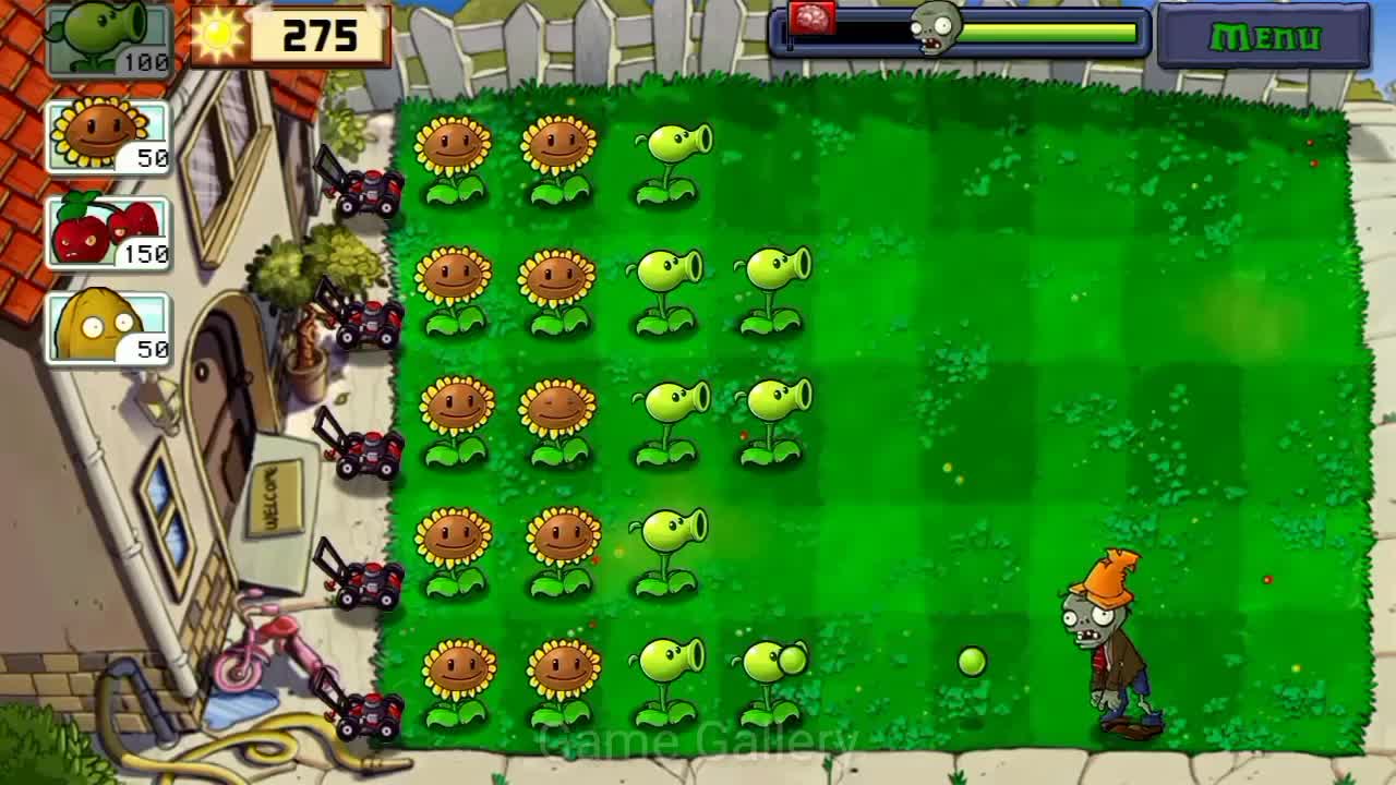 Plants vs. Zombies Gameplay Walkthrough Part 1 (Lvl 1 - 5)