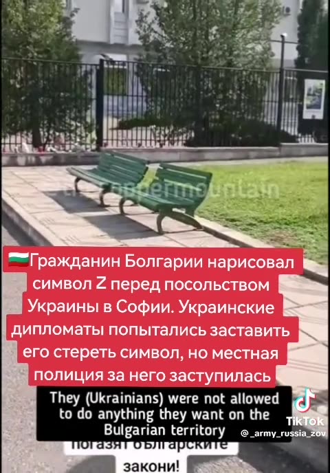 Demonstrators ordered to remove the letter "Z" they drew in front of Ukraine's Embassy, Sofia