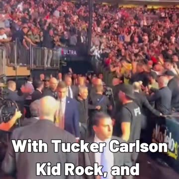The UFC crowd erupts when Kid Rock, Tucker Carlson, and Donald Trump arrive ringside