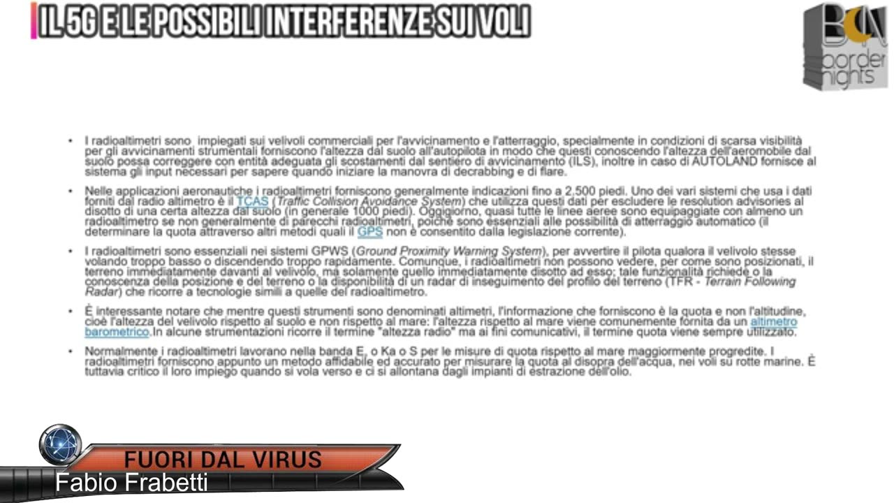 IL 5G E LE POSSIBILI INTERFERENZE SUI VOLI Fuori dal Virus n.868.SP