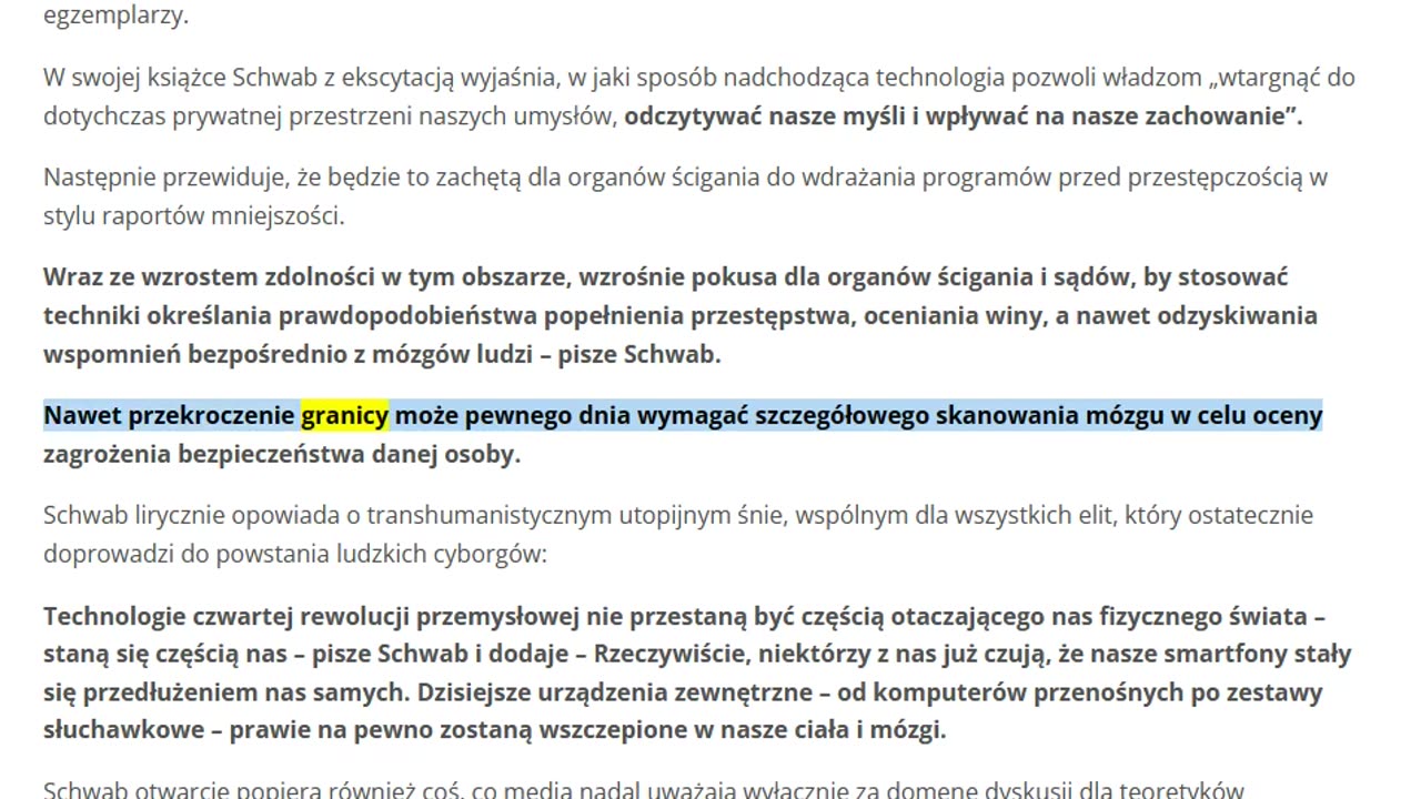 „WIELKI RESET” PROWADZI DO TRANSHUMANIZMU I LUDZI-CYBORGÓW