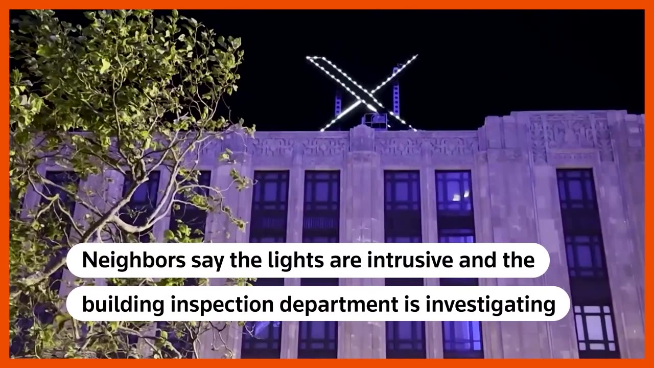 Il logo X gigante sopra l'edificio dell'azienda di Elon Musk e le vecchie insegne di twitter buttate a San Francisco 🏳️🌈(Kali-fornia),l'insegna luminosa del nuovo logo X e i residenti gliela hanno fatta togliere