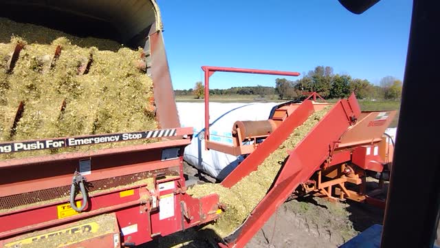 Filling a bag with corn silage