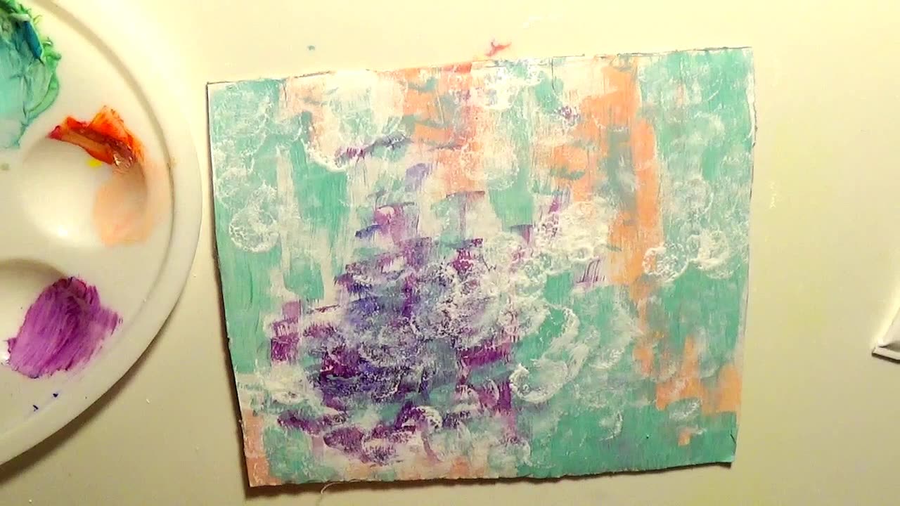 Making an Abstract Painting Magenta, Purple and Green 5