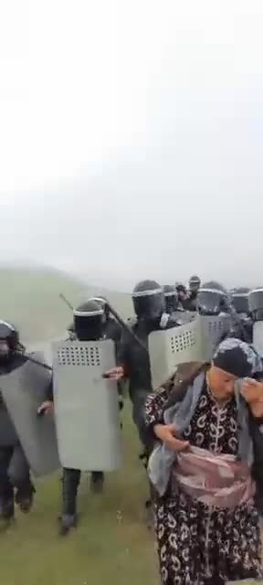 Azerbaijani grandmas vs riot cops in some field