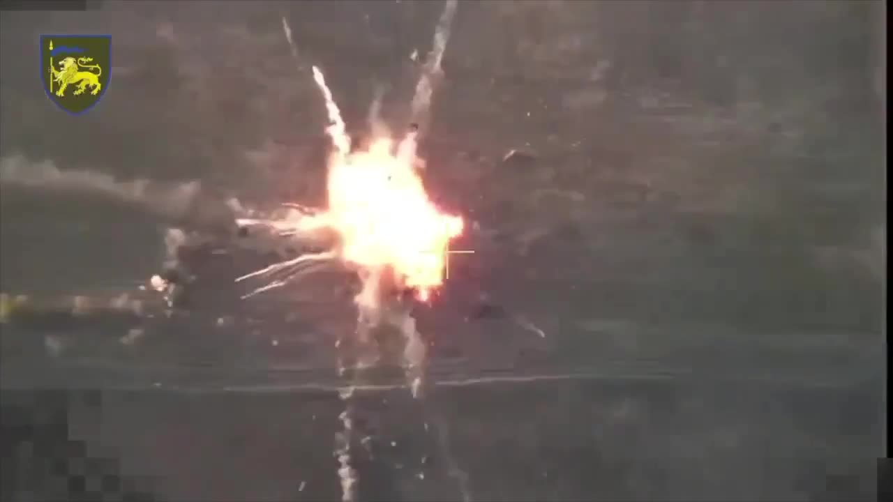 Russian Turtle tank clearing a path for other vehicles takes multiple hits before exploding