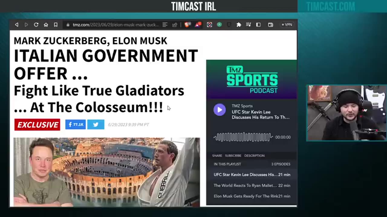 Timcast IRL - Elon Says Zuckerberg Fight May Be AT COLOSSEUM, Epic Gladiator Battle