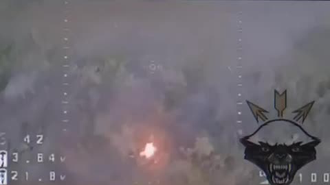 Destruction of a Russian tank with a grenade dropped from a UAV