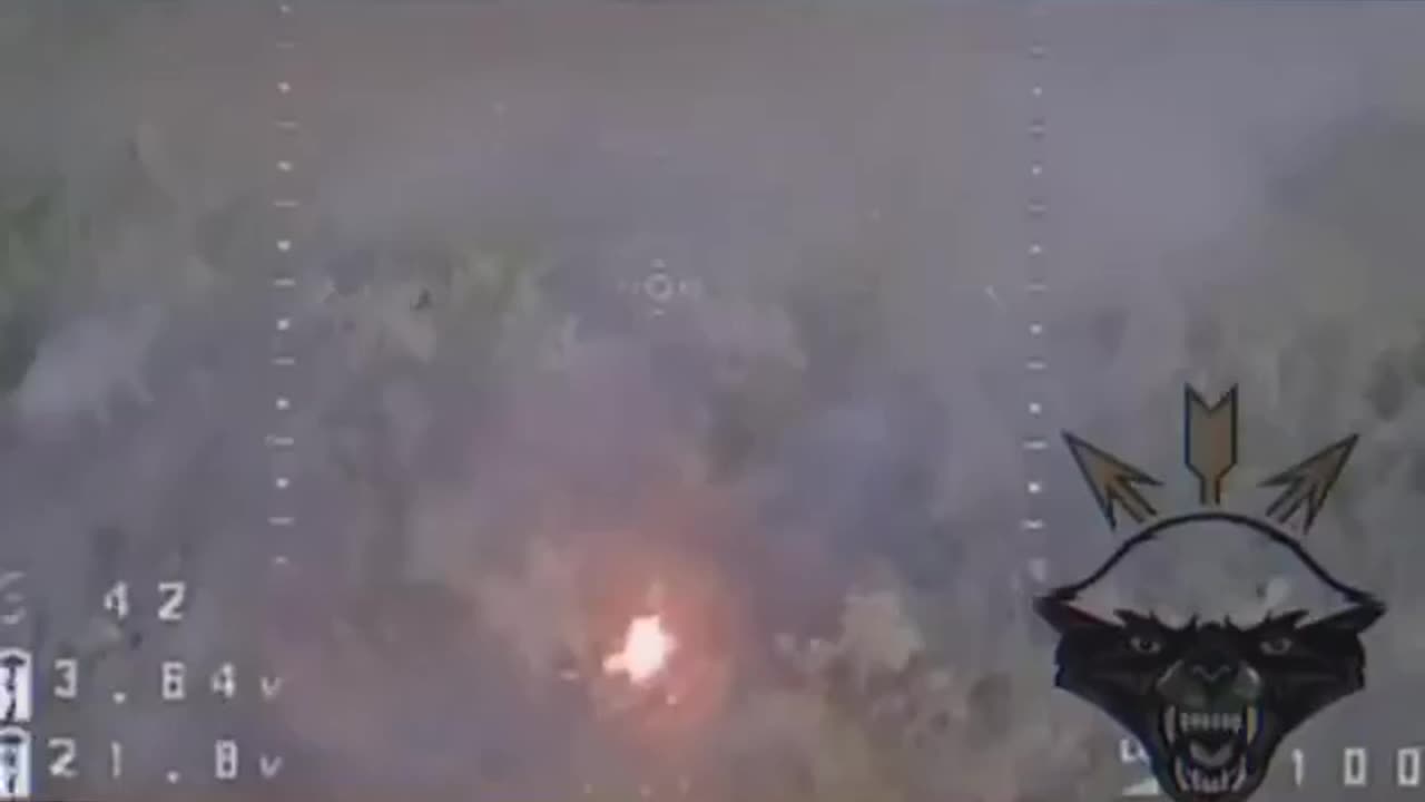 Destruction of a Russian tank with a grenade dropped from a UAV