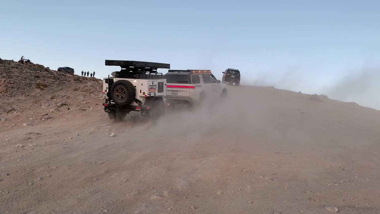 Rivian dragged up Chocolate Thunder in Johnson Valley
