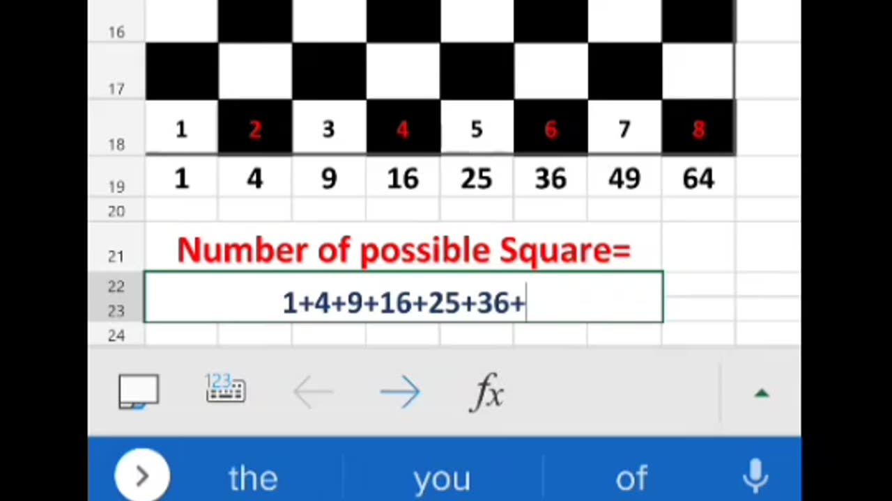 Chessboard creation in excel