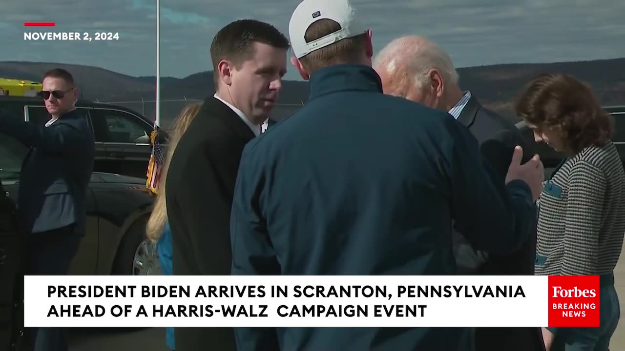 President Biden Arrives In Scranton, Pennsylvania Ahead Of A Get-Out-The-Vote Event
