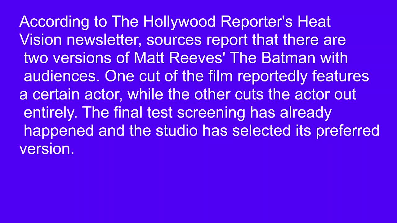 next batman movie will have two cuts. One cut will eliminate a character