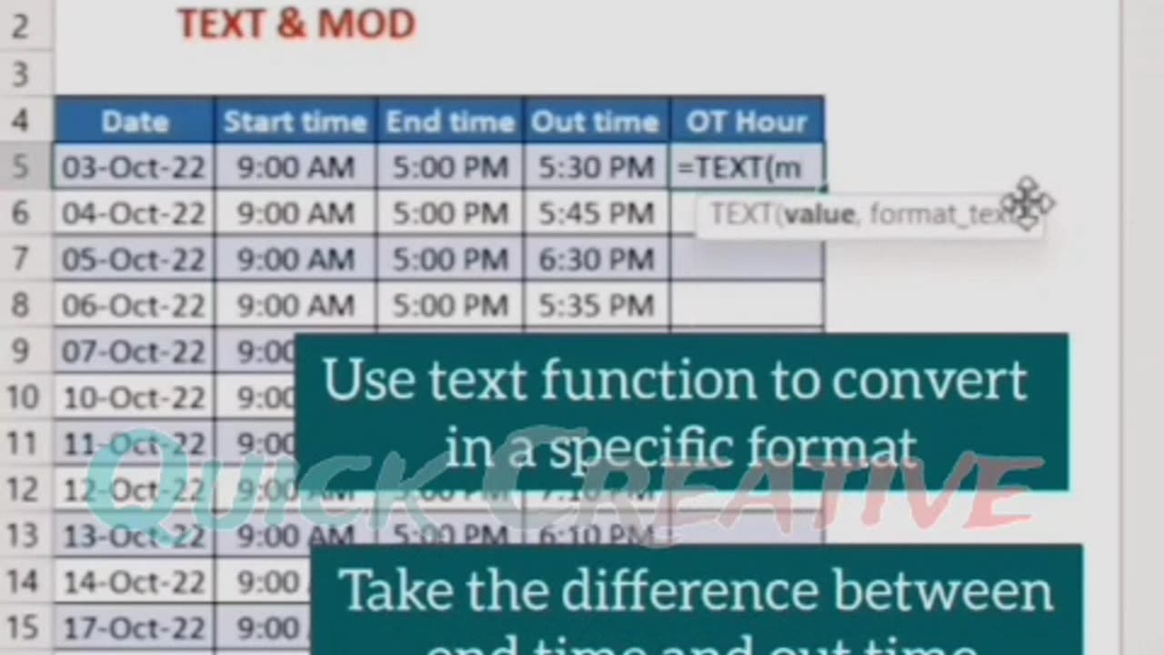 Overtime calculate on MS Excel | Formula | Shortcuts | Smart working