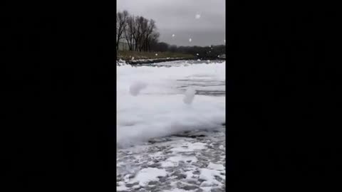 A mysterious foam covers a river in #Saint Petersburg, #Russia#