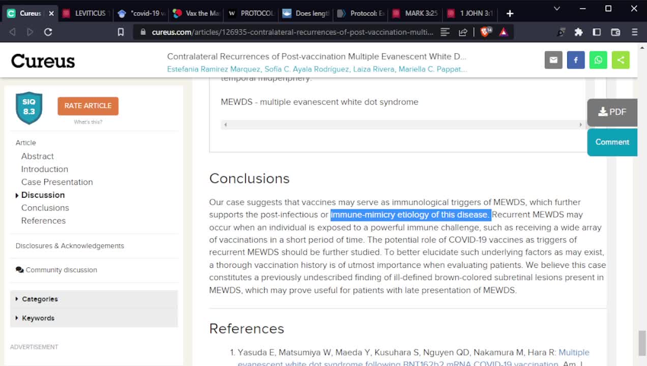COVID 19 Vaccine MEWDS Immunological Trigger
