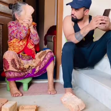 Is grandma strong enough to break the brick?