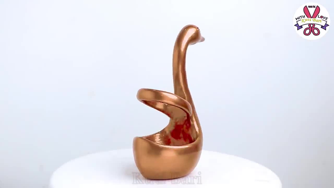 Swan shape spoon holder Showpiece making at home || Gift item showpiece making