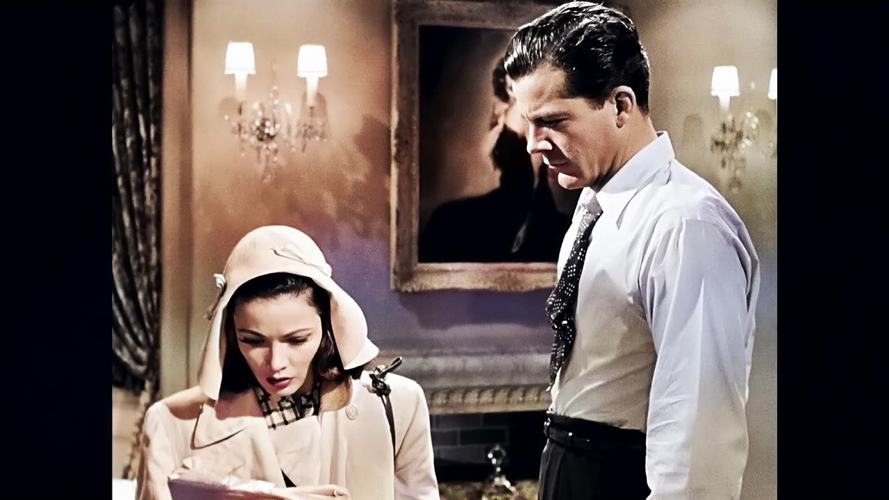 Gene Tierney Laura 1944 scene 2 colorized remastered 4k