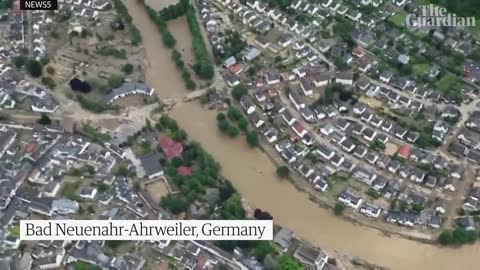 Flooding across Belgium, Germany and the Netherlands shown in aerial footage
