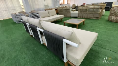 Outdoor furniture｜Outdoor leisure teak rope sofa👈🏻