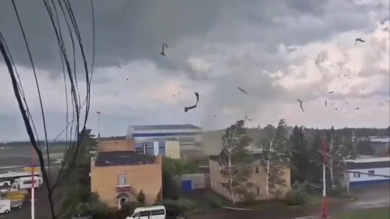 Powerful tornado tossing objects around like nothing