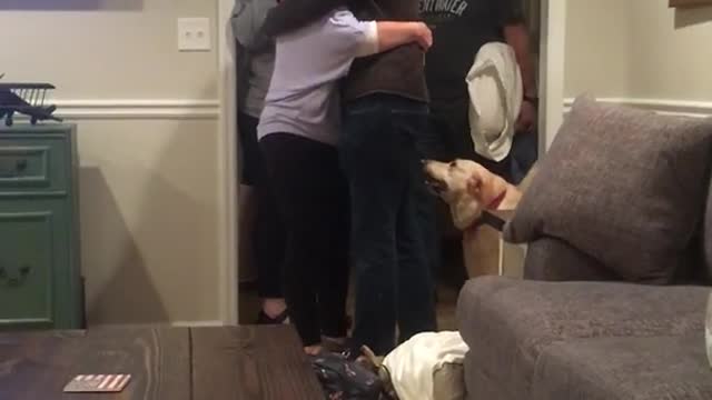 Thanksgiving surprise! Son surprises mom