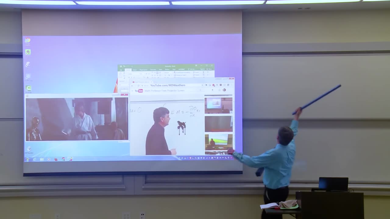 Math Professor Fixes Projector Screen April Fools Prank