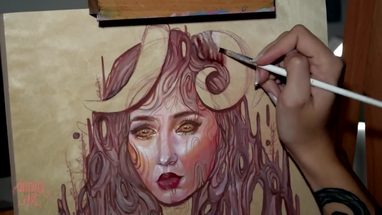 Acrylic Gouache Painting Time Lapse