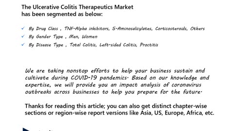 Ulcerative Colitis Therapeutics Market: Healthy CAGR and Market Expansion Trends, Forecast to 2033