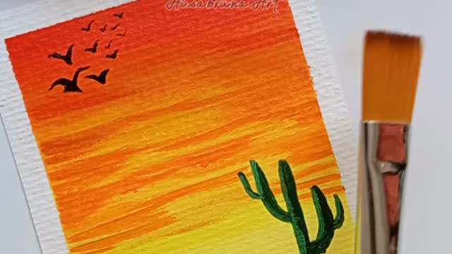 Beautiful Sunset Painting 🏜️ _ Painting tutorial for beginners