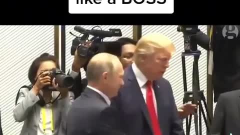 Putin jumps up to greet Trump