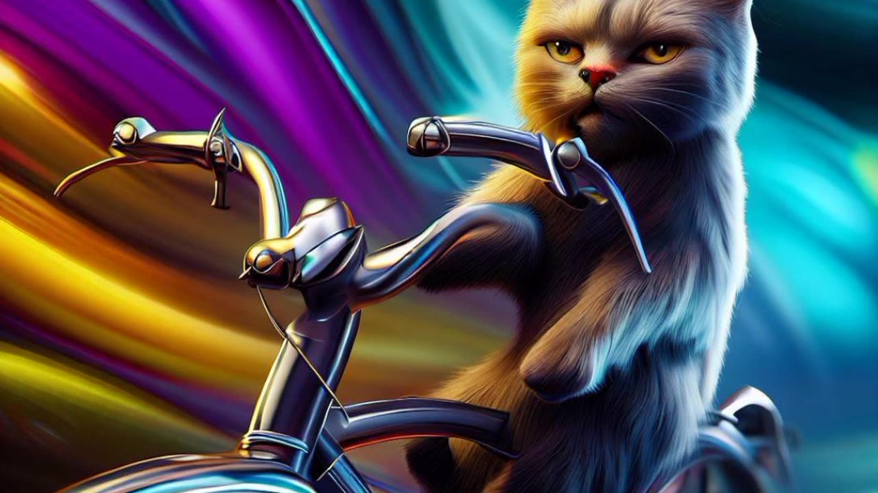 Cat riding a bike || AI image 4k 3D generation